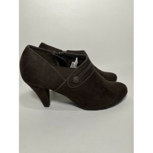 X-Appeal Jessica Ankle Booties Brown Shoes Side Zip Heels Womens Size 10